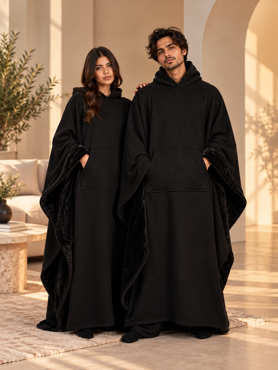 CloudHug Oversized Hooded Wearable Blanket – Black