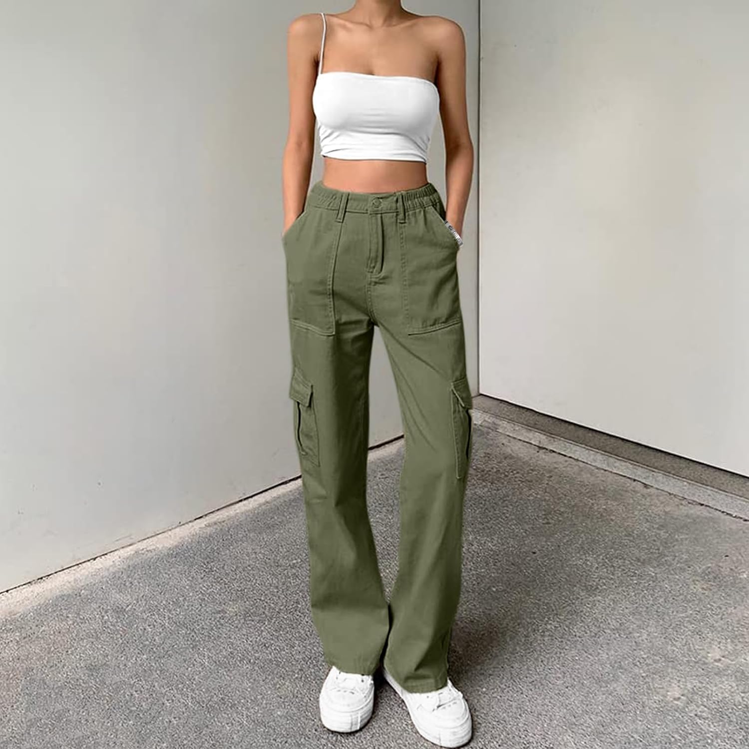 Korean Baggy High Waist Cargo Pants with 6 Pockets – Cheekee