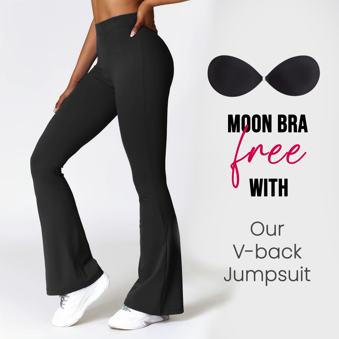 Women's Flared V-Back Leggings with Complimentary Moon Bra | Style & Support Deal