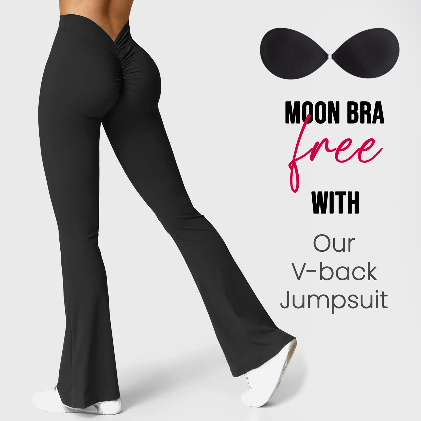 Women's Flared V-Back Leggings with Complimentary Moon Bra | Style & Support Deal