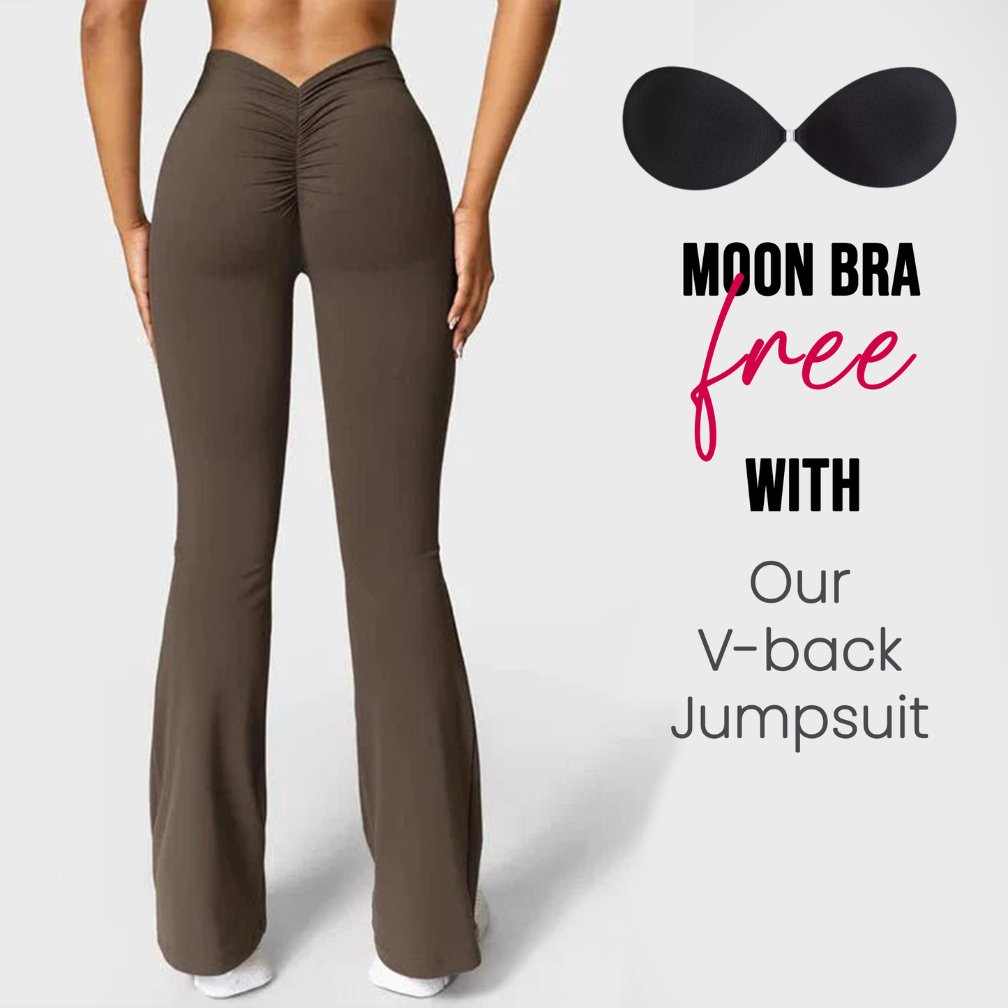 Women's Flared V-Back Leggings with Complimentary Moon Bra | Style & Support Deal