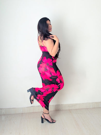 Cheekee's Flowery black bodycon dress