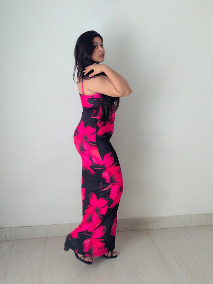 Cheekee's Flowery black bodycon dress