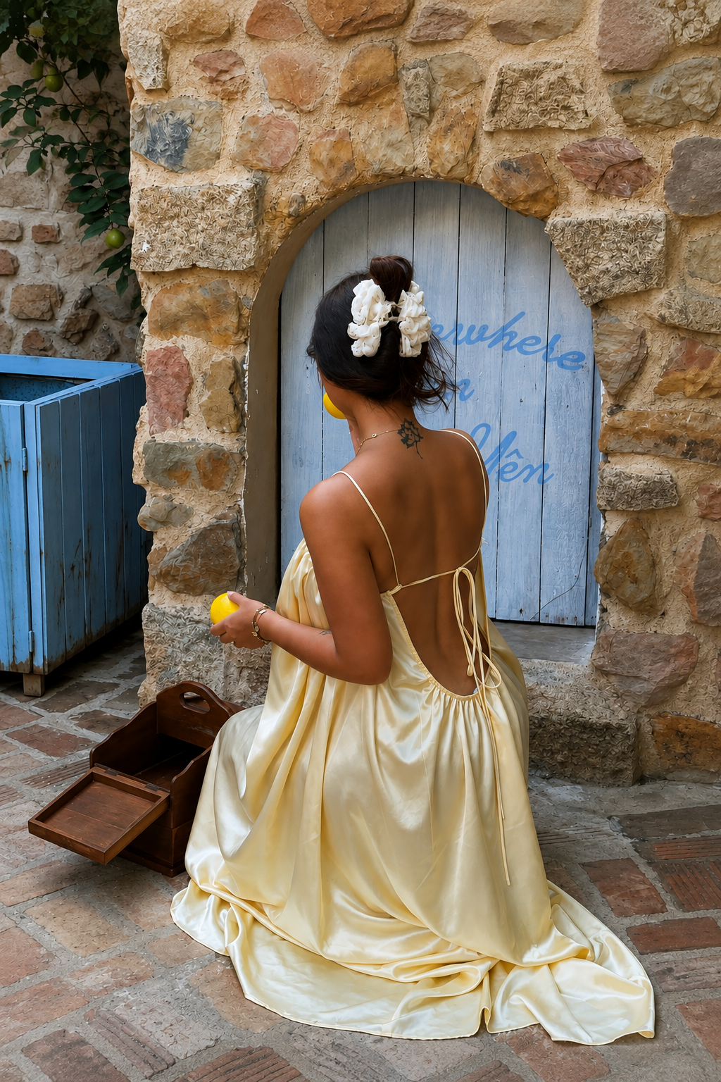 Cheekee Butterflow Maxi – Backless Satin Maxi Dress