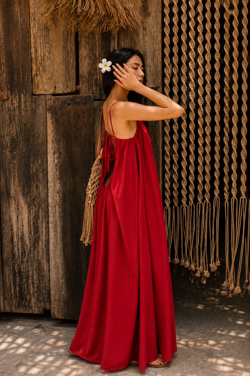 Cheekee Butterflow Maxi – Backless Satin Maxi Dress