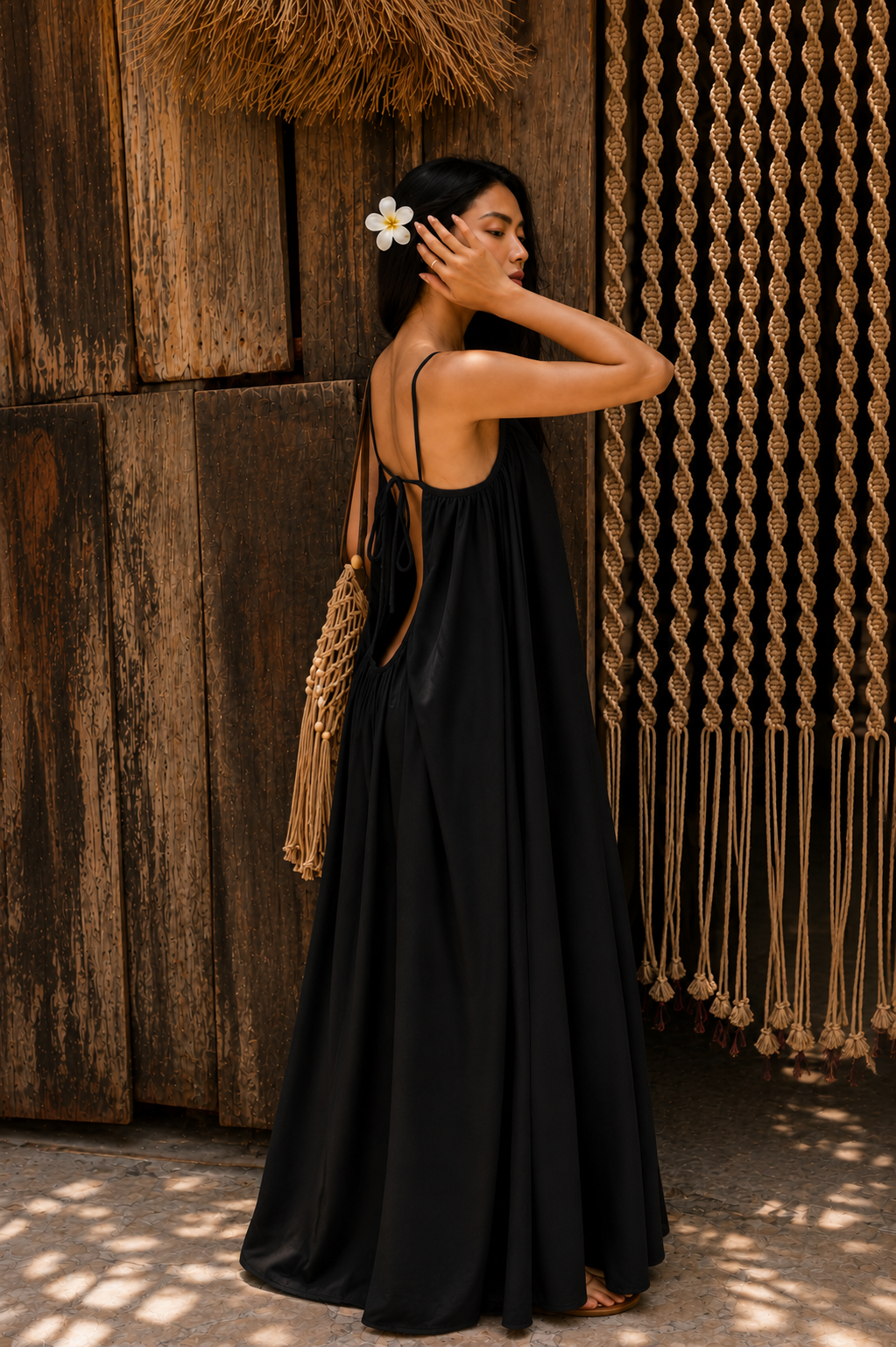 Cheekee Butterflow Maxi – Backless Satin Maxi Dress