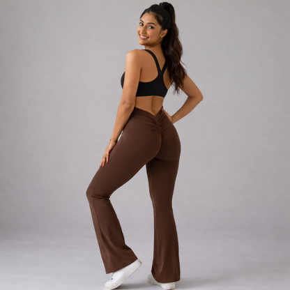 V back flare legging