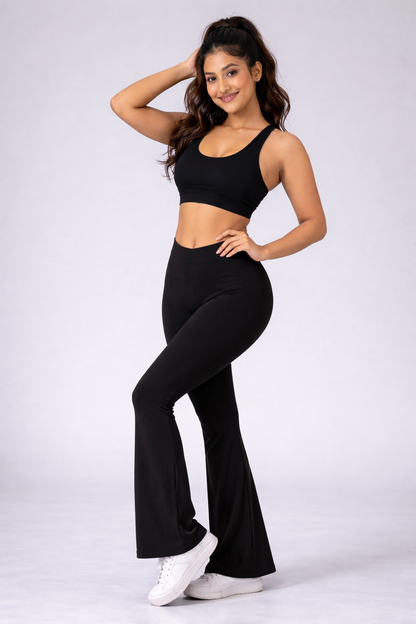 V back flare legging