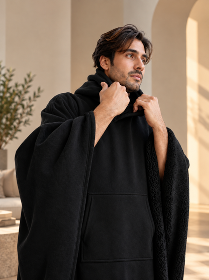 CloudHug Oversized Hooded Wearable Blanket – Black