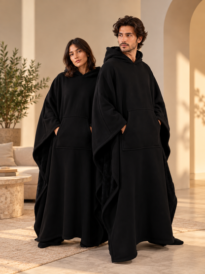 CloudHug Oversized Hooded Wearable Blanket – Black