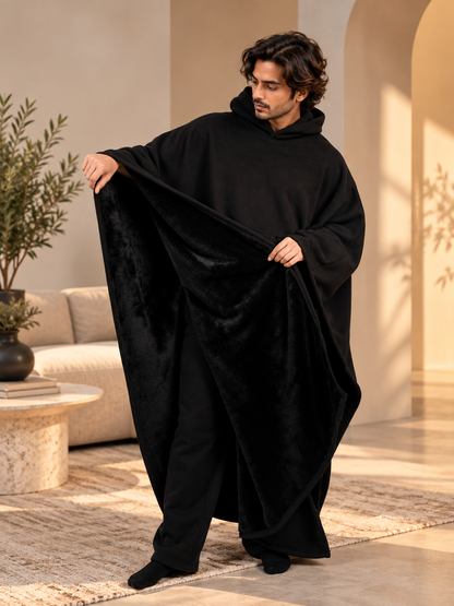 CloudHug Oversized Hooded Wearable Blanket – Black