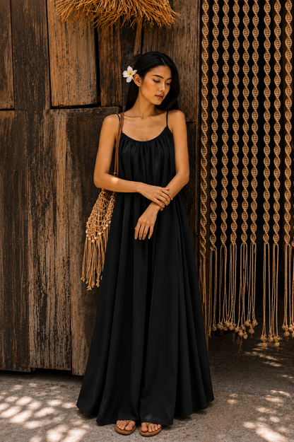 Cheekee Butterflow Maxi – Backless Satin Maxi Dress