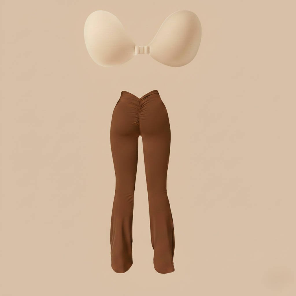 Women's Flared V-Back Leggings with Complimentary Moon Bra | Style & Support Deal