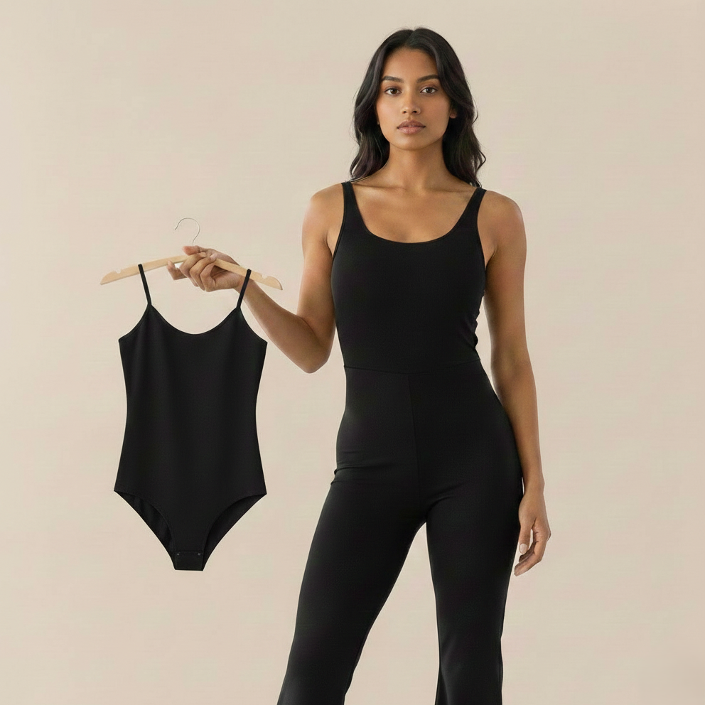 Cheekee V-Back Flared Jumpsuit + Free Contour Ultra Comfy Bodysuit | Sexy Backless Women's Jumpsuit