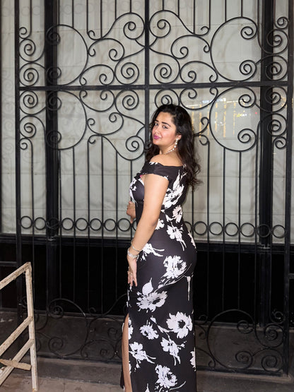 Cheekee Midnight Bloom One-Shoulder Maxi Dress