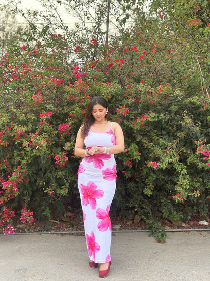 Cheekee Blossom white bodycon dress