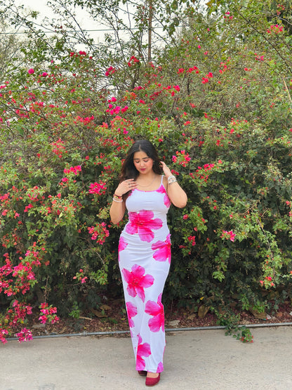 Cheekee Blossom white bodycon dress