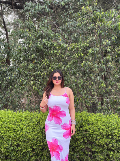 Cheekee Blossom white bodycon dress