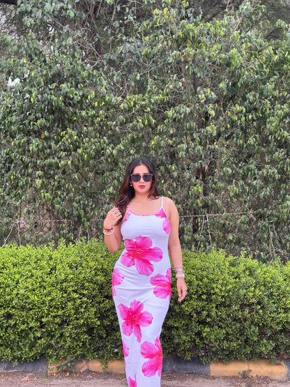 Cheekee Blossom white bodycon dress