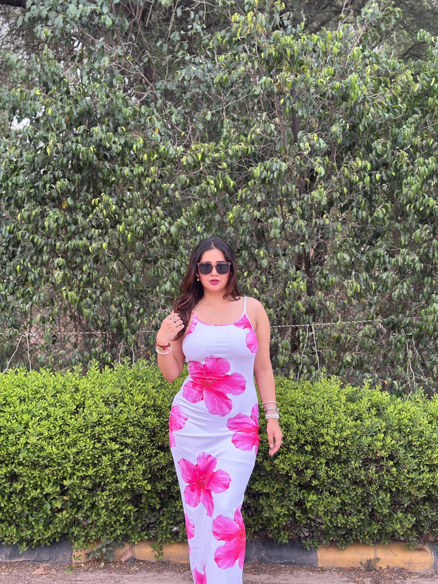 Cheekee Blossom white bodycon dress