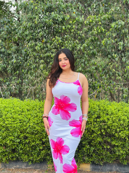 Cheekee Blossom white bodycon dress