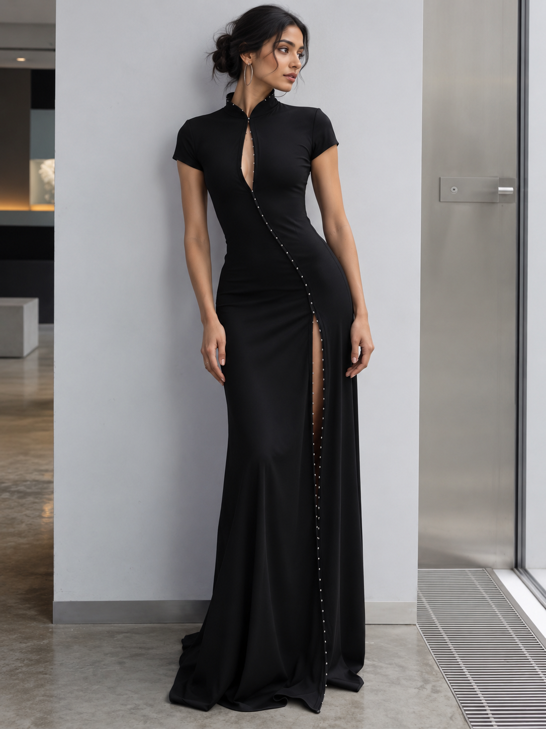 Noir Black Cut-Out Maxi Dress