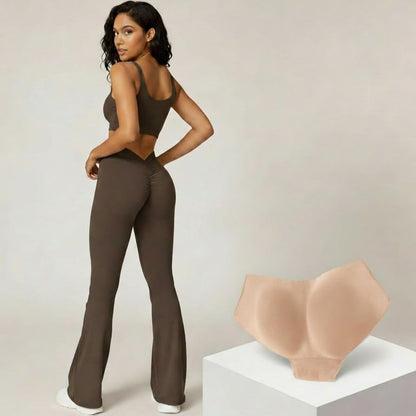 V-Back Flared Leggings + Free ButtLiftPro Padded Panty Deal