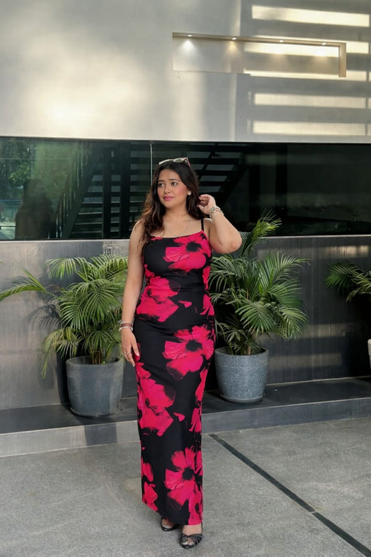 Cheekee's Flowery black bodycon dress