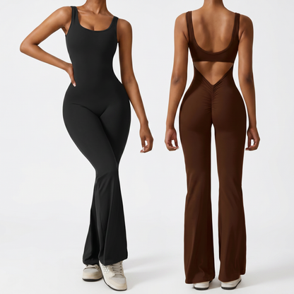 V Back Flare Jumpsuit